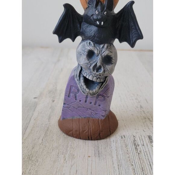 Pumpkin witch skull Tombstone totem pole Halloween figure - Picture 2 of 7
